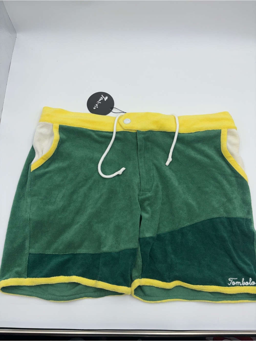 Tombolo Mulligan Golf Cabana Shorts Green Yellow Terry Cloth Size XXL New!!